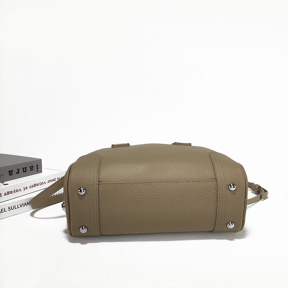 Large Capacity Genuine Leather Bag Top Layer Cowhide Women's Bag Single Shoulder Crossbody Ladies' Bag Handbag Round Bag Fashion Versatile - 图片 13