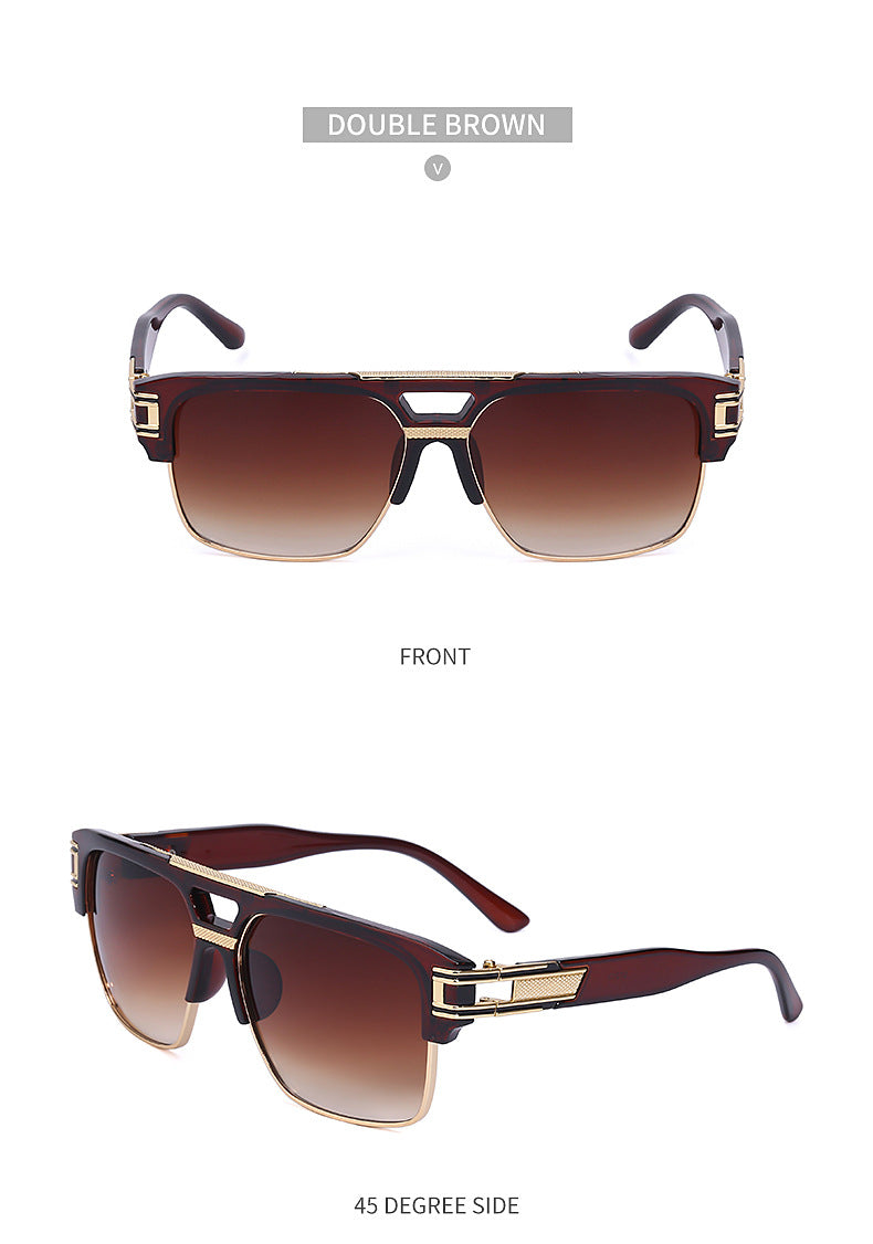 Glasses for Men Driving Special European and American Large Frame Sunglasses Men's High-end Sense Retro Trend Sunscreen Sunshade Full Frame Sunglasses - 图片 41