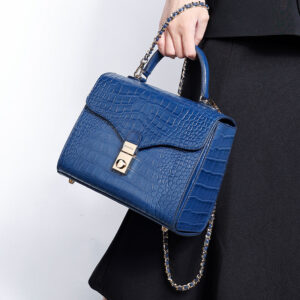 European and American Retro Small Square Bag Fashion Simple Handbag Crocodile Pattern Crossbody Kelly Bag Versatile Crossbody Bag Light Luxury Trend