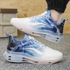 Men's Sports Shoes Spring and Autumn Ice Silk Hot Style Air Cushion Shock Absorption Trendy Men's Shoes Youth Running Shoes Student Casual Running Shoes