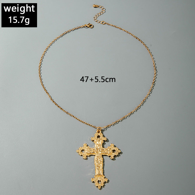 European and American Retro Hollow Diamond Cross Pendant Necklace Gothic Style Black Layered Wear Y Type Necklace - 图片 83