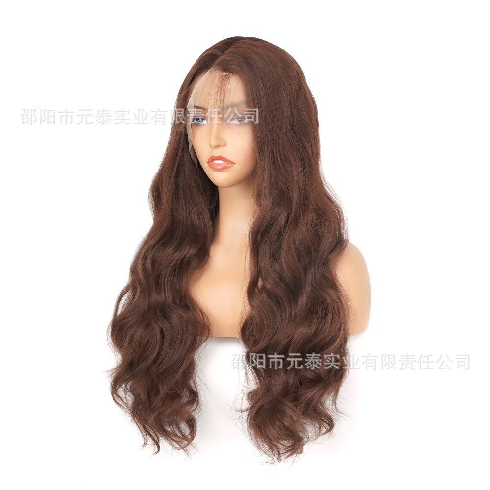 New European and American Style Women's Black Small Middle Part Big Wave Synthetic Long Curly Hair Lace Front Wig Wholesale - 图片 15