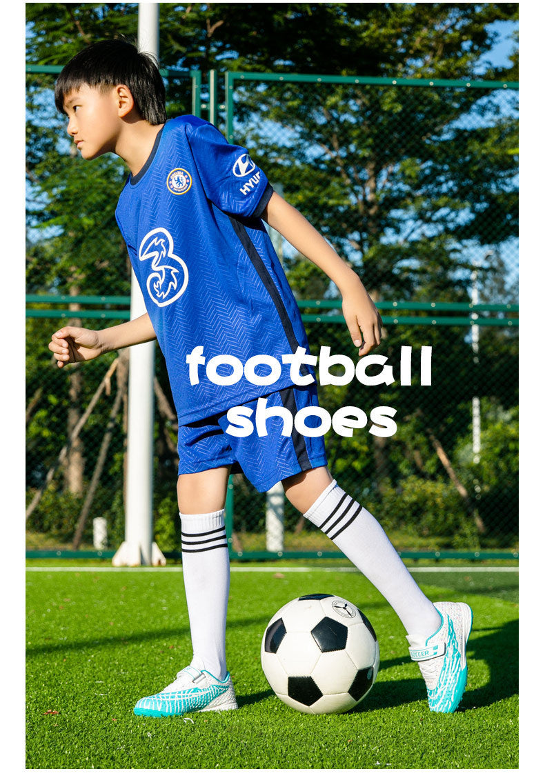 New football shoes for men and women with Velcro for children TF Broken Nail Style Youth Student Grassland Flat Training Shoes - 图片 24