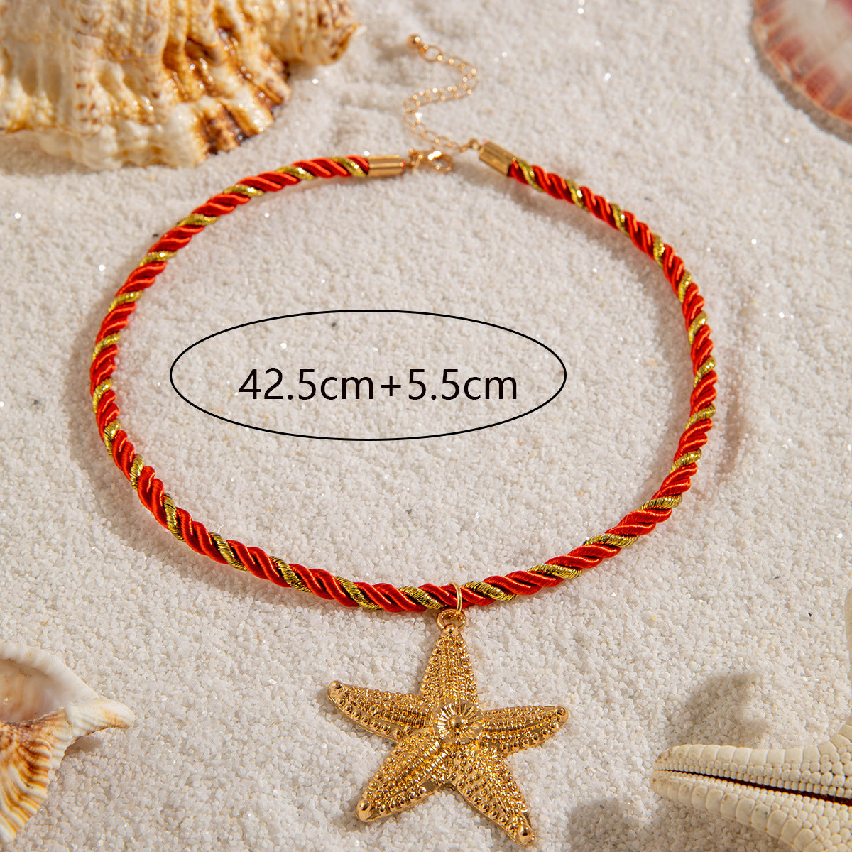 European and American Metal Ocean Style Starfish Pendant Necklace Jewelry Personality Exaggerated Star Beach Vacation Necklace for Women - 图片 29