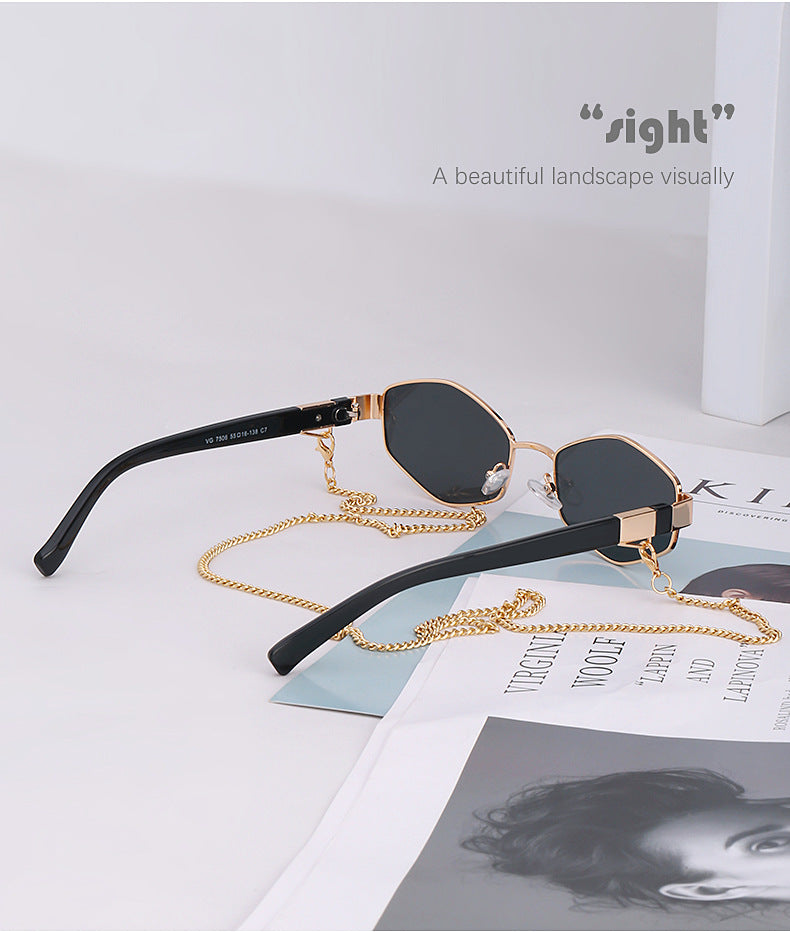 New Women's Sunglasses Fashion Chain Personality Round Frame Korean Style Sunglasses Wholesale Glasses sunglasses - 图片 16