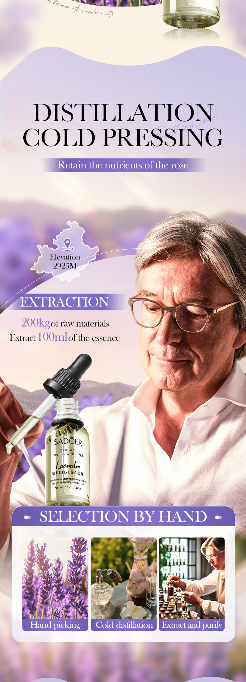 Cross-border Lavender Dried Flower Massage Oil30ml Moisturizing and rejuvenating skin body oil wholesale from foreign trade manufacturer - 图片 12