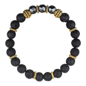 Frosted Spacer Bracelet8mm Beaded Elastic Bracelet Men's Obsidian Single Circle Faceted Bead Volcanic Stone Bracelet