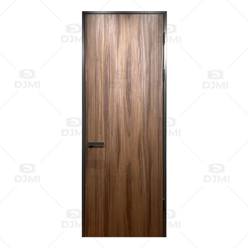 Factory Wholesale Aluminum Wood Ecological Doors for Houses Interior Modern Design Black Steel Frame Interior Wooden Door - 图片 3