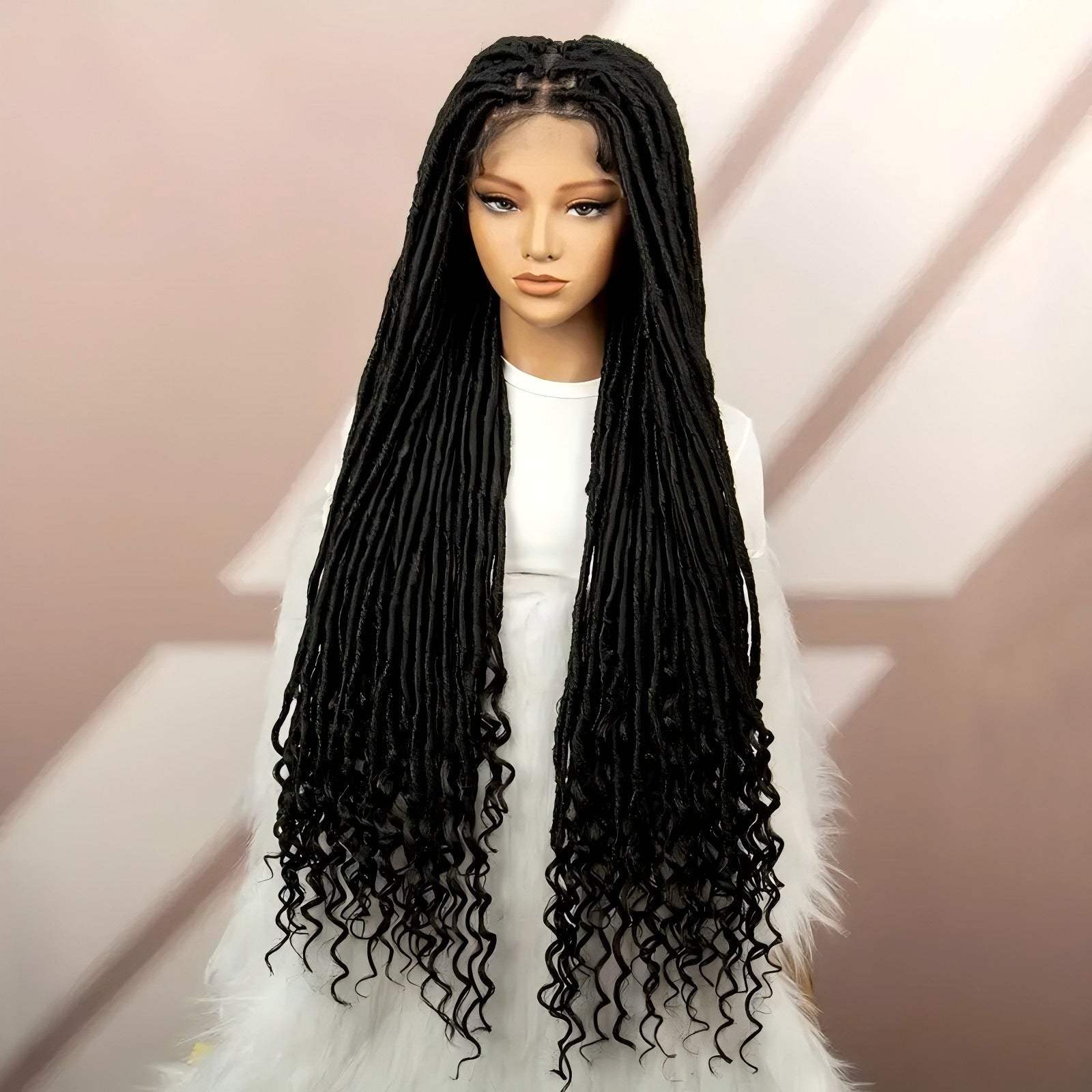 Foreign Trade Cross-Border European American African Women's Full Lace Goddess of Liberty Wig Faux Locs Fashion hair - 图片 12