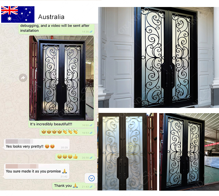 Foshan Factory High Quality Double Front Entry Doors Wrought Iron Doors Double Exterior - 图片 18