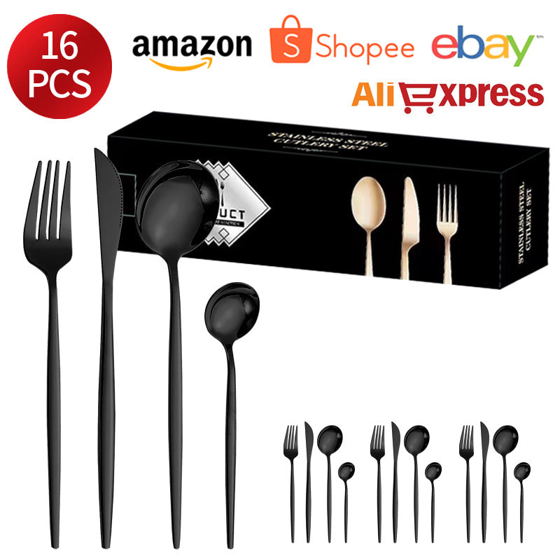 410Stainless Steel Cutlery Western Steak Knife Fork Spoon6People Serving Hotel Restaurant Portugal24Piece Suit - 图片 15