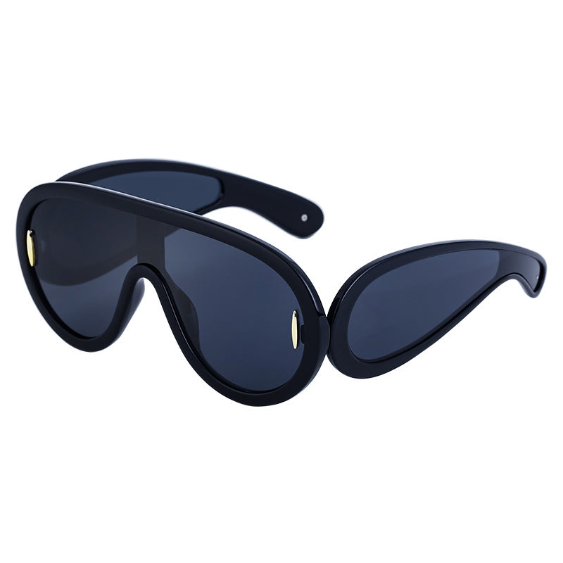 European and American Fashion One-piece Large Frame Sports Sunscreen Sunglasses Women's Trendy Sports Cycling Windproof Sunglasses Men's Glasses