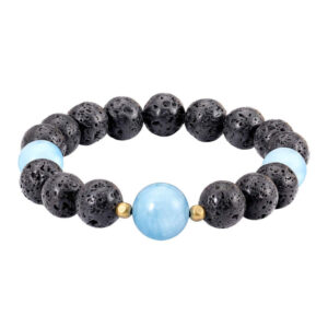 New Men's Lava Stone Bracelet Blue Beads10mm Natural Stone Beaded Volcanic Stone Stretch Bracelet