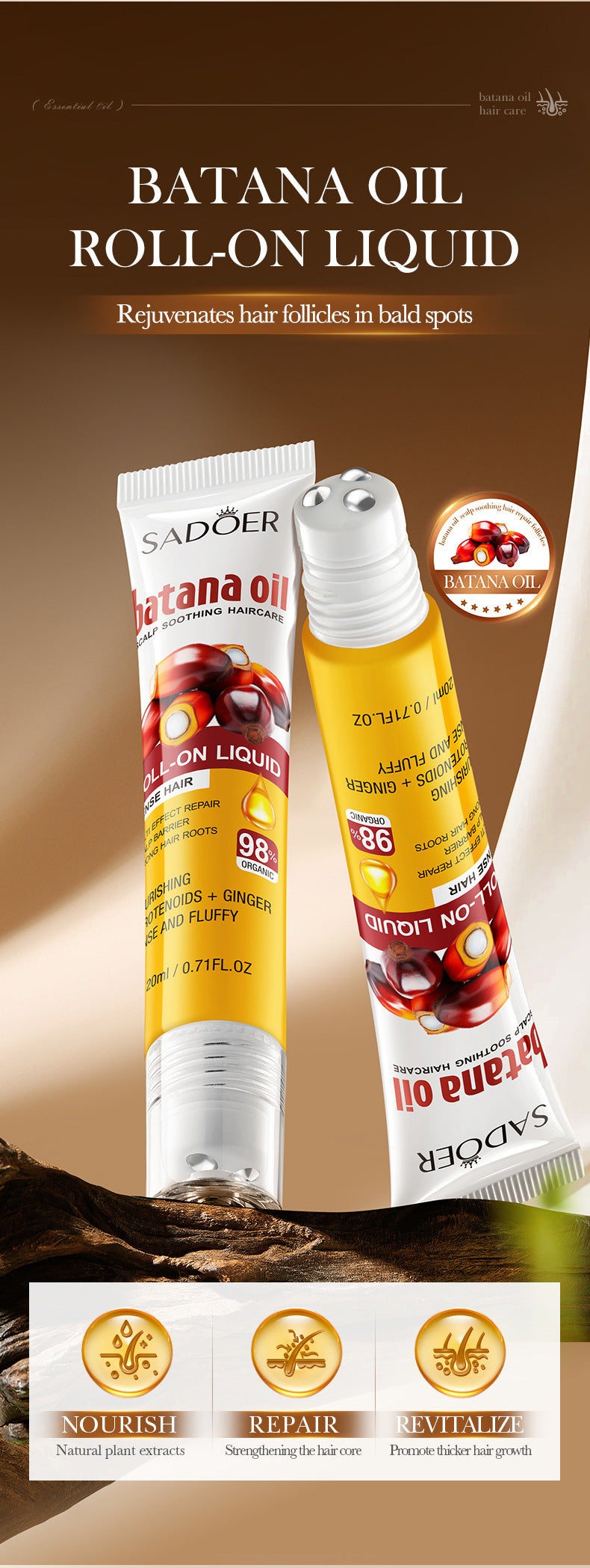 Scalp Conditioner Bataña SADOER Dense Hair Moisturizing Smooth Roll-on Cross-Border Wholesale - 图片 8