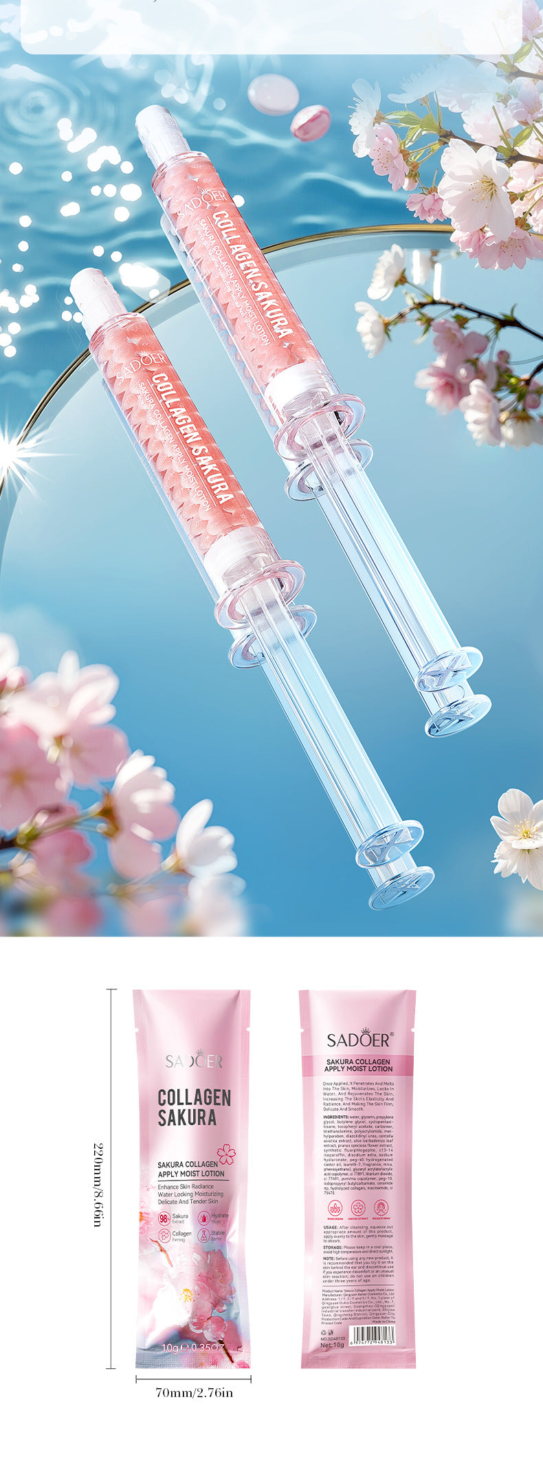 Sakura Collagen Essence SADOER Moisturizing and Nourishing Smear-On Moisturizing Lotion Wholesale - 图片 16
