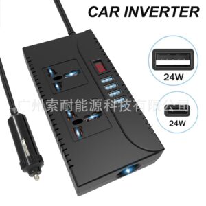 Vehicle Inverter150W 12V/24V Turn110V/220V 4个USB 1个Type-C Fast Charging Port