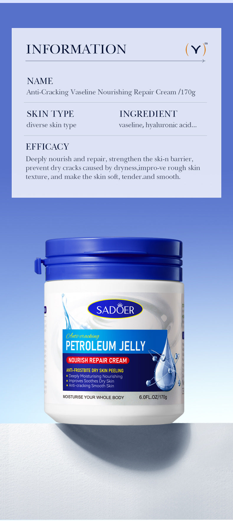 Repair cream170g SADOER Vaseline Vitamin C Hydrating and Moisturizing Face Cream Cross-Border Wholesale - 图片 36