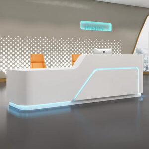 Company Front Desk Reception Desk In Stock Simple Modern White Lacquer Office Desk Bar Counter Beauty Salon Counter Cashier Desk
