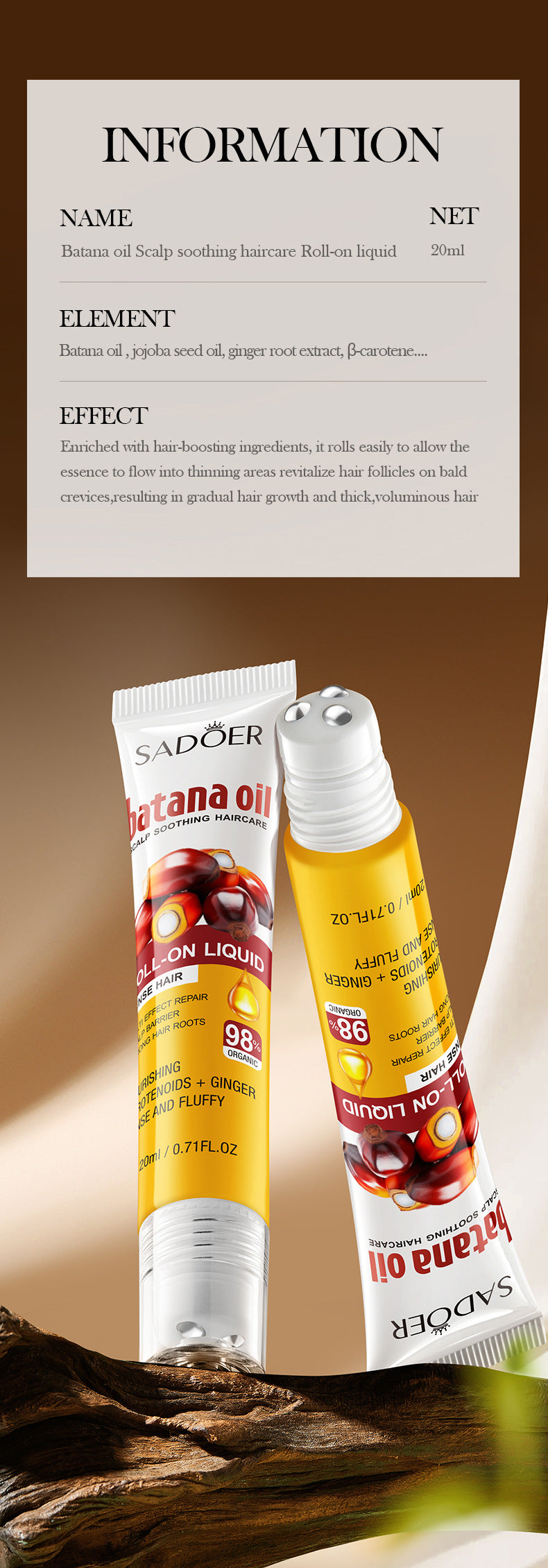 Scalp Conditioner Bataña SADOER Dense Hair Moisturizing Smooth Roll-on Cross-Border Wholesale - 图片 15