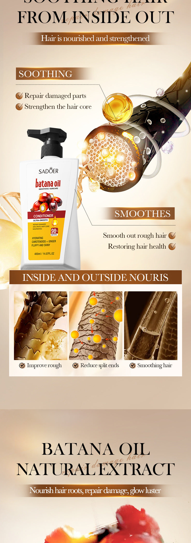 Batahan Nourishing Conditioner SADOER Scalp Moisturizing and Smooth Hair Mask Cross-Border Foreign Trade Wholesale - 图片 9