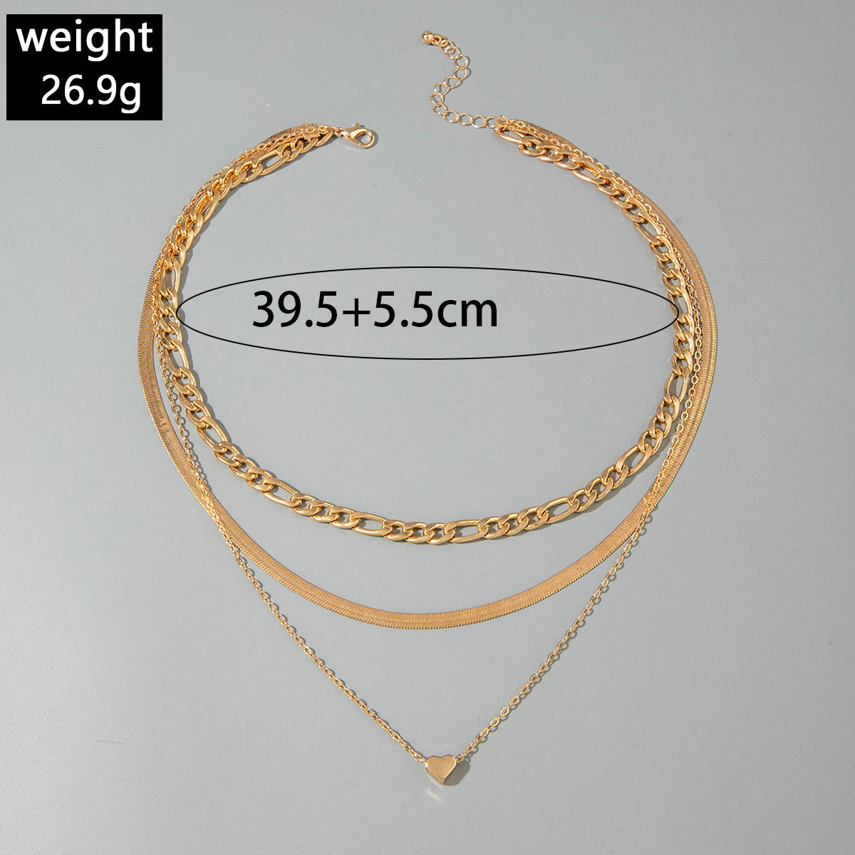 European and American Fashion Collarbone Chain Round Pendant Tassel Multi-layer Stacking Necklace Layered One-word Necklace3Set - 图片 35