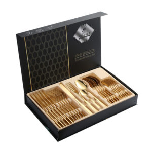 410Stainless Steel Cutlery Set Restaurant Square Handle Knife Fork Spoon24Set of Western Steak Knives and Forks