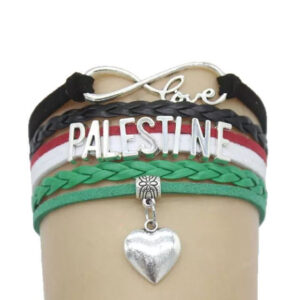 Men's Multi-layer Braided Leather Bracelet with Heart Pendant Vintage Stacking PALESTINE Letter Braided Bracelet