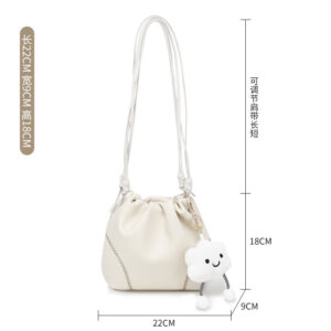 Minimalist silver Small Bag for Women2024Summer New Drawstring Bucket Bag Fashionable Versatile Chain Crossbody Bag