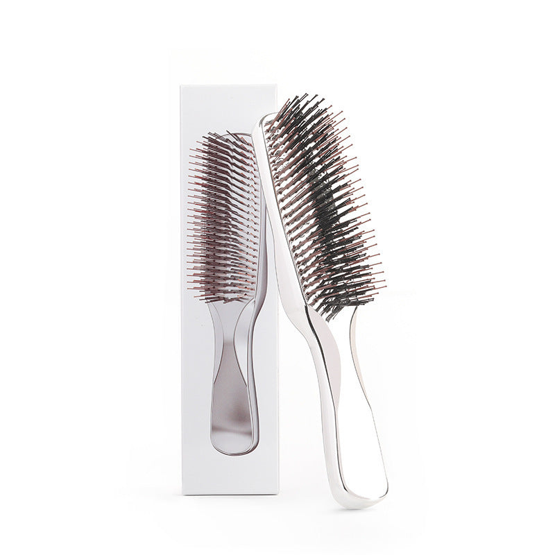 Electroplated Fine Needle Comb Head Meridian Massage Comb Scalp Cleaning Care Comb Dry and Wet Dual-use Portable Hairdressing Comb - 图片 7