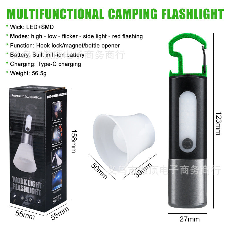 Multifunctional Flashlight Portable Keychain Magnetic Suction Light USB Rechargeable Lighting Work Light LED Sidelight - 图片 6