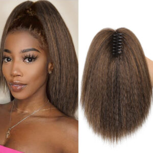 European and American Style Claw Clip Ponytail Wig yaki Ponytail Fluffy Straight Hair Short Ponytail African Synthetic Long Hair Braid