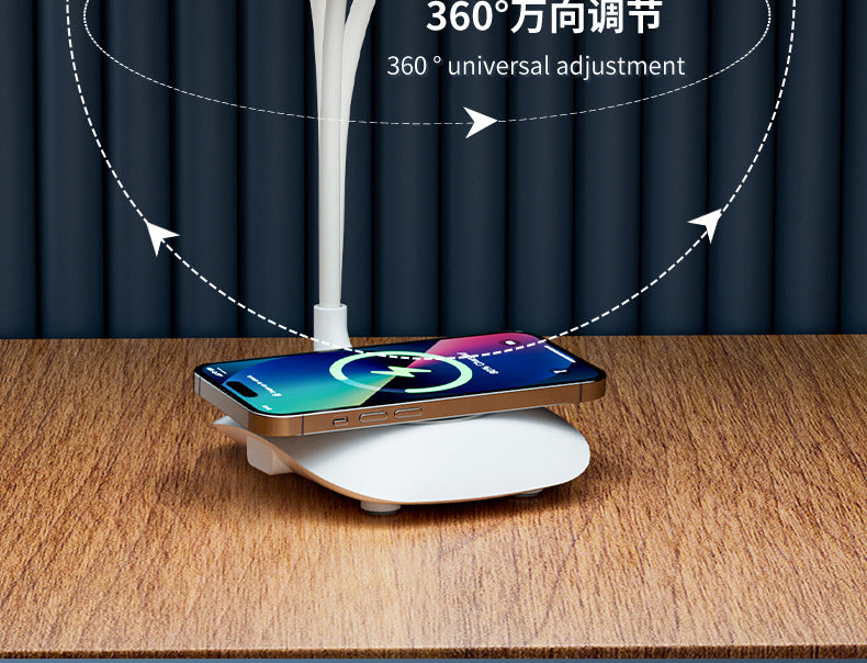 Wireless Charging Eye Protection Desk Lamp, Dual-use Plug-in and Foldable, Touch Control Dimmable and Color-adjustable Bedside Lamp for Bedroom and Dormitory Reading - 图片 24