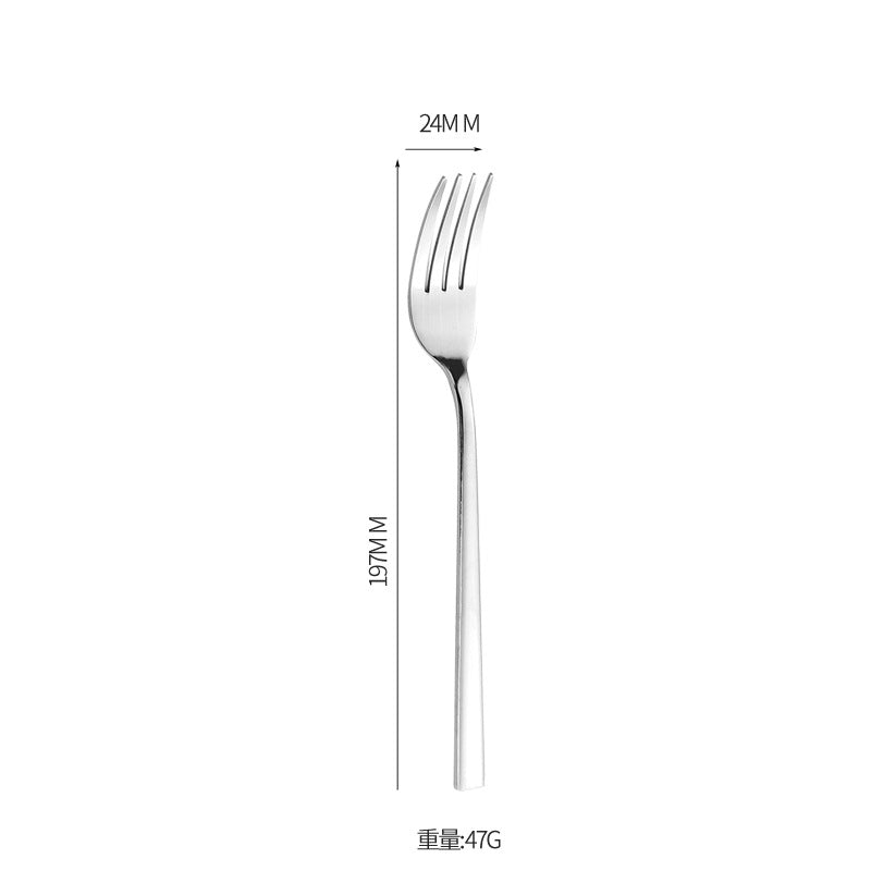 410Stainless Steel Tableware Hotel Restaurant Thickened Square Handle Knife Fork Spoon Set Western Food24Set of Steak Knives and Forks - 图片 7