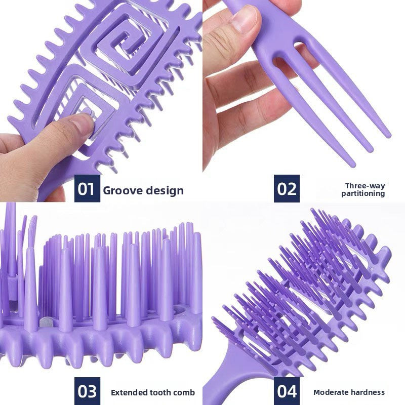Bounce Curl Defining Styling Comb Smooth Hair Hollow Tail Three-Prong Scalp Cleaning Comb Sea King Curl Hair Styling Comb - 图片 28