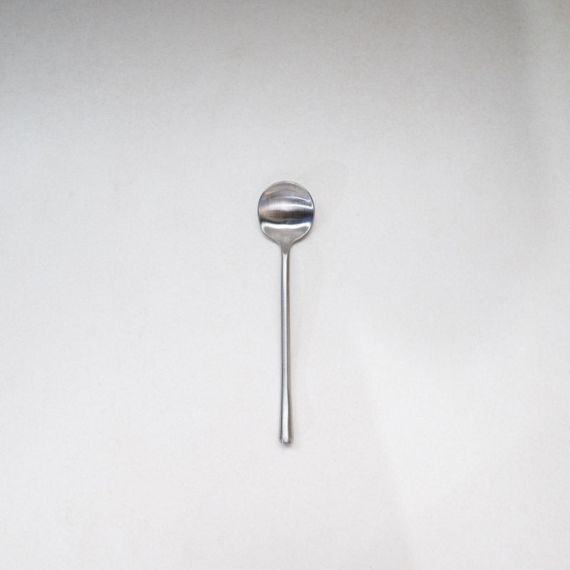 Japanese Style ins304Stainless Steel Thickened Round Dessert Spoon Western Cutlery Set Long Handle Fruit Fork - 图片 11