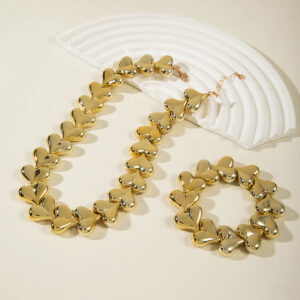 European and American Fashion Personality Heart Exaggerated Necklace Irregular ccb Beaded Bracelet Jewelry Set