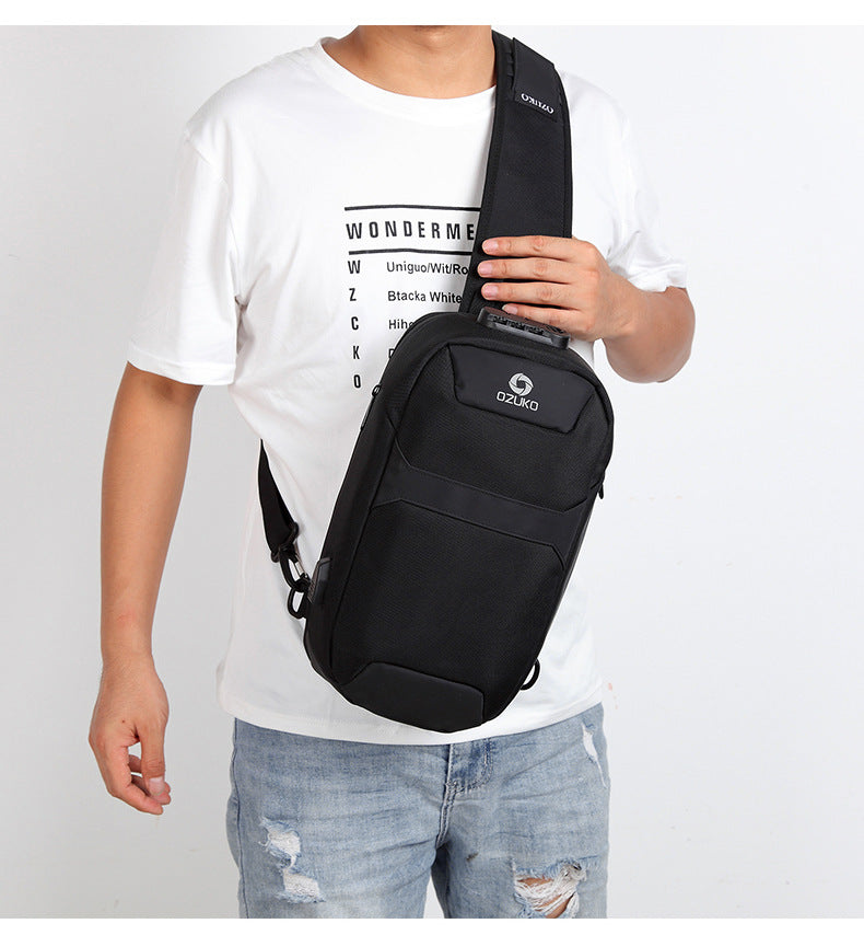 OZUKO Anti-theft Men's Chest Bag Waterproof Oxford Cloth Single Shoulder Crossbody Bag Chest Portable Multifunctional Trendy Bag - 图片 30