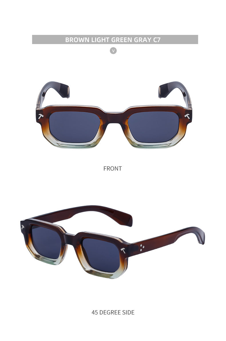 New European and American Fashion Square Frame Sunglasses for Men, Simple Personality Black Frame Glasses sunglasses - 图片 34