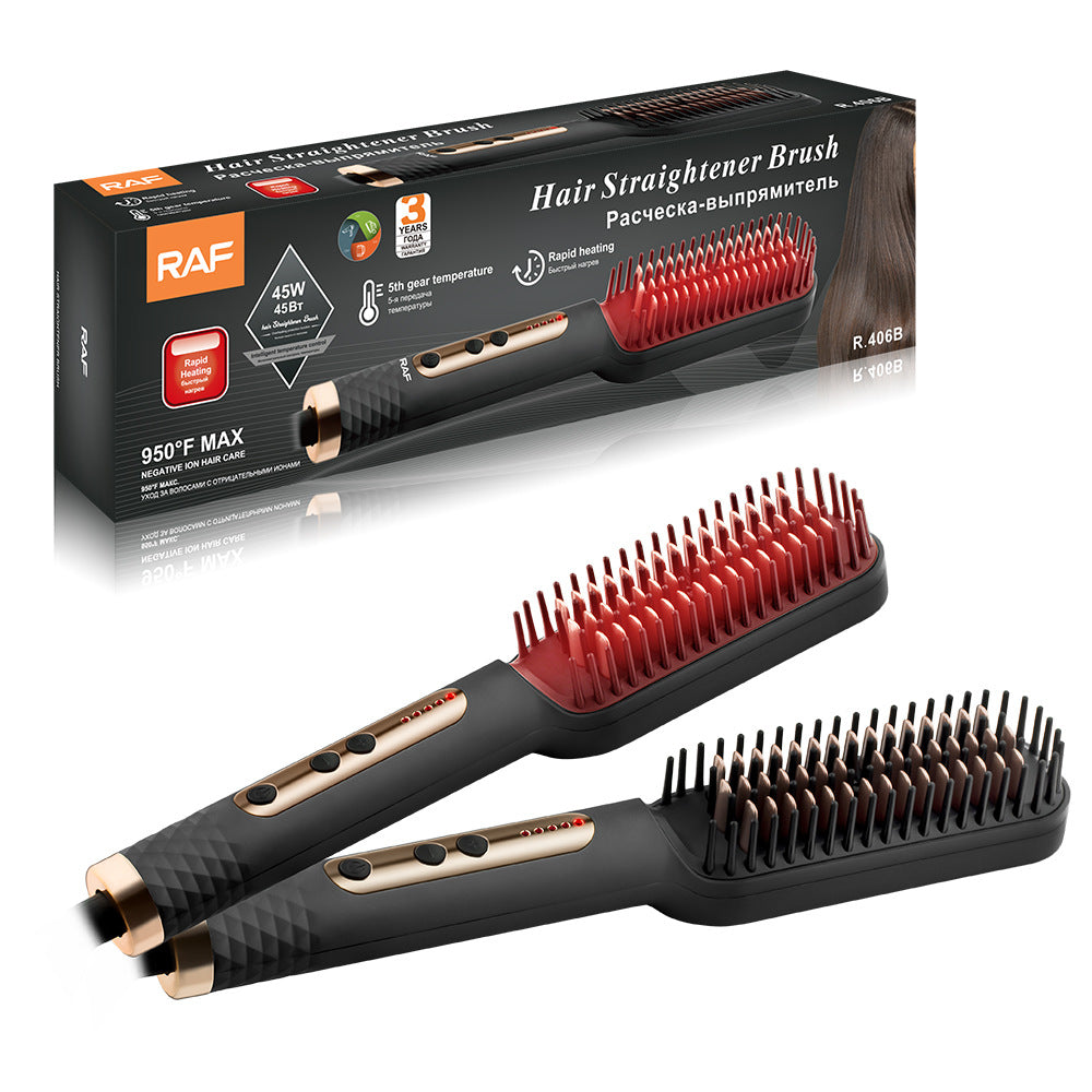 RAF EU Standard Hair Straightening Brush Non-Damaging Hair Straightening and Curling Dual-Use Electric Curling Iron Hair Straightener for Home Use - 图片 16