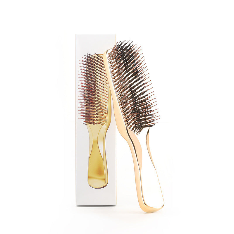 Electroplated Fine Needle Comb Head Meridian Massage Comb Scalp Cleaning Care Comb Dry and Wet Dual-use Portable Hairdressing Comb - 图片 6