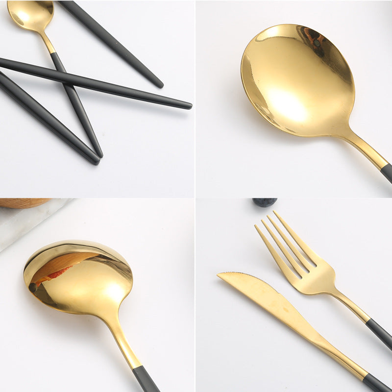 410Stainless Steel Cutlery Western Steak Knife Fork Spoon6People Serving Hotel Restaurant Portugal24Piece Suit - 图片 4