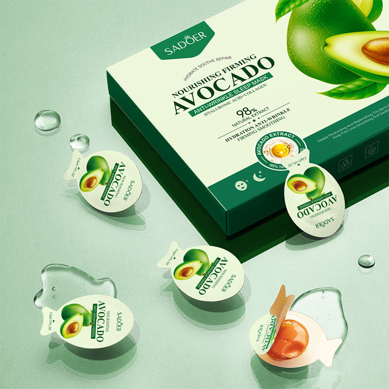 Sleep Mask SADOER Avocado Portable Smear-On Nourishing Anti-Wrinkle Freeze Mask Cross-Border Foreign Trade Wholesale - 图片 4