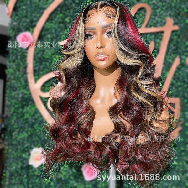 Red Black Highlight Wig 13X4 Synthetic Lace Front Wigs - 图片 4