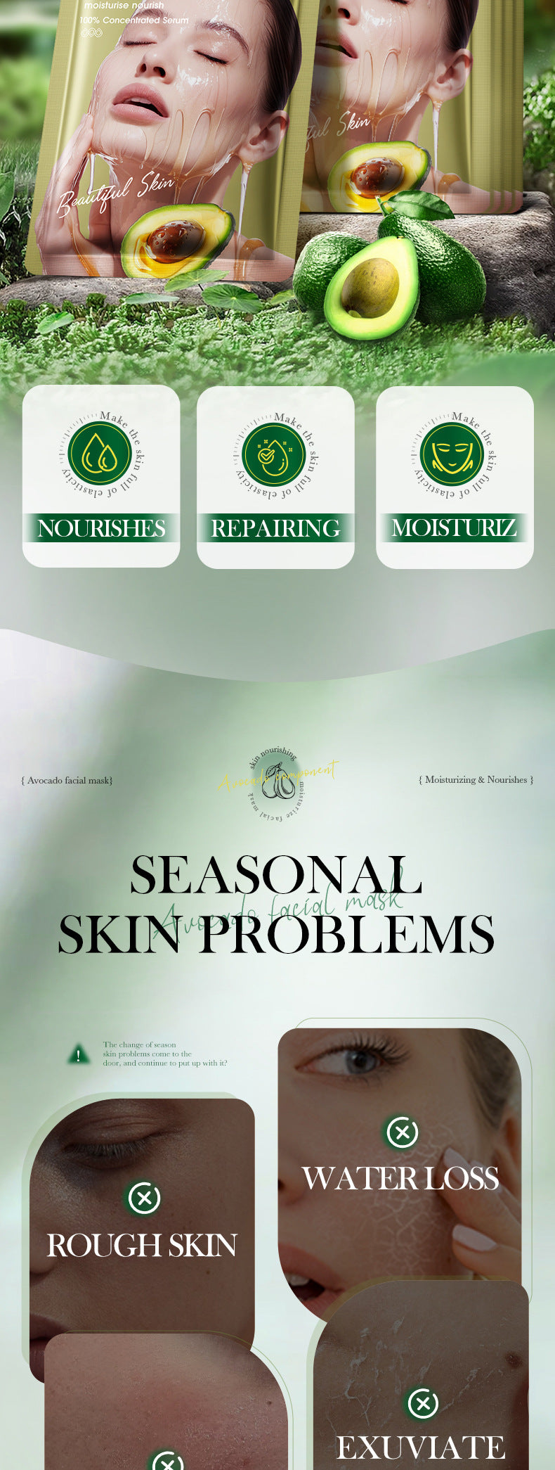 Honey Avocado Nourishing Mask SADOER Moisturizing and Hydrating Face Mask Cross-Border Wholesale - 图片 9