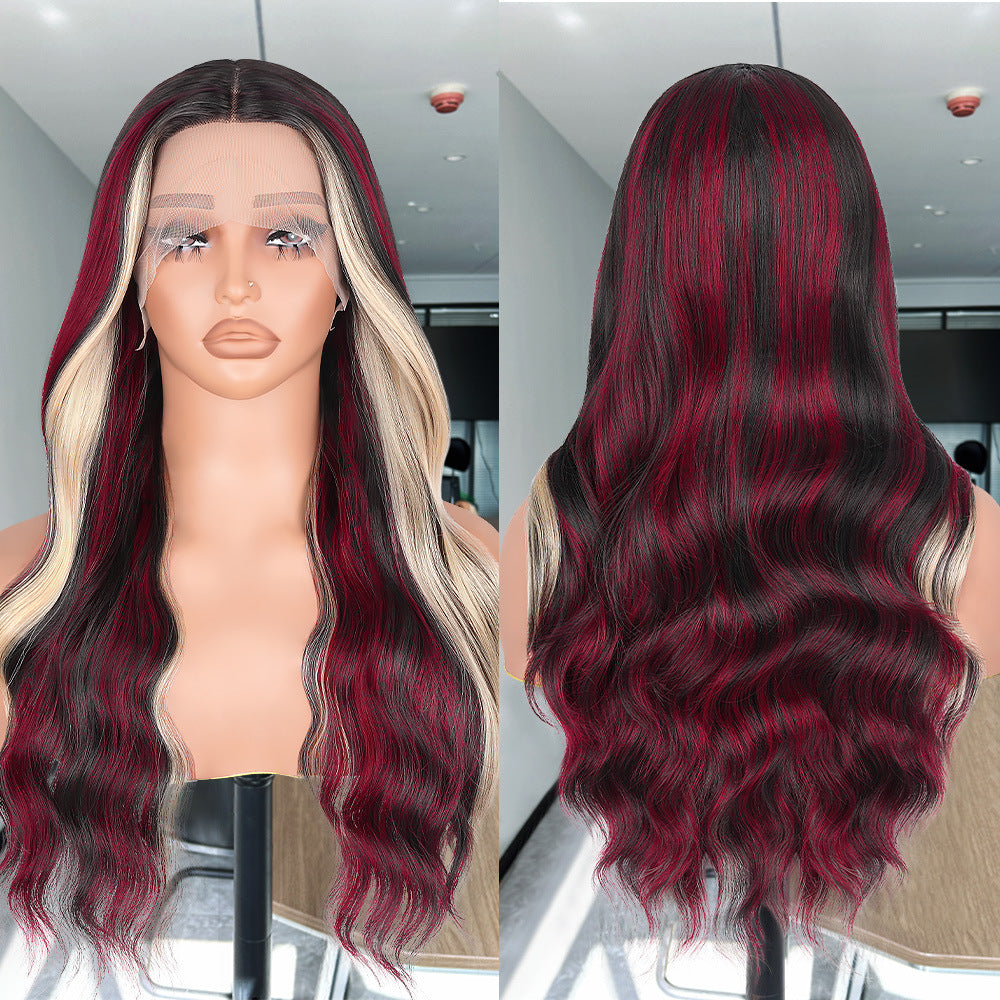 Red Black Highlight Wig 13X4 Synthetic Lace Front Wigs - 图片 13