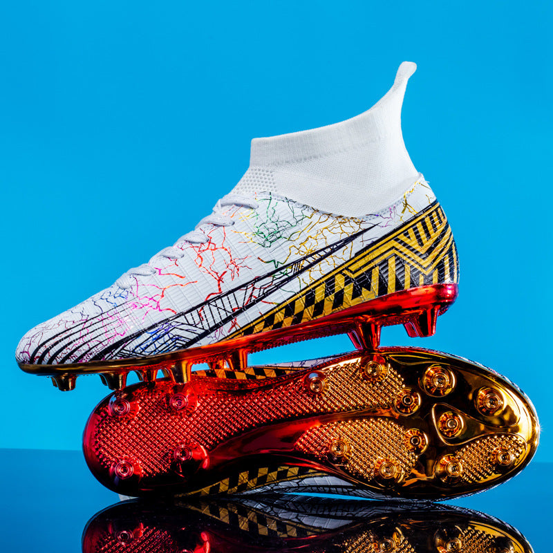 Large Size Men's Soccer Shoes AG Long Spike Gold-Plated Hot Stamping Football Shoes for Youth Professional Competition Training Shoes Wholesale - 图片 7