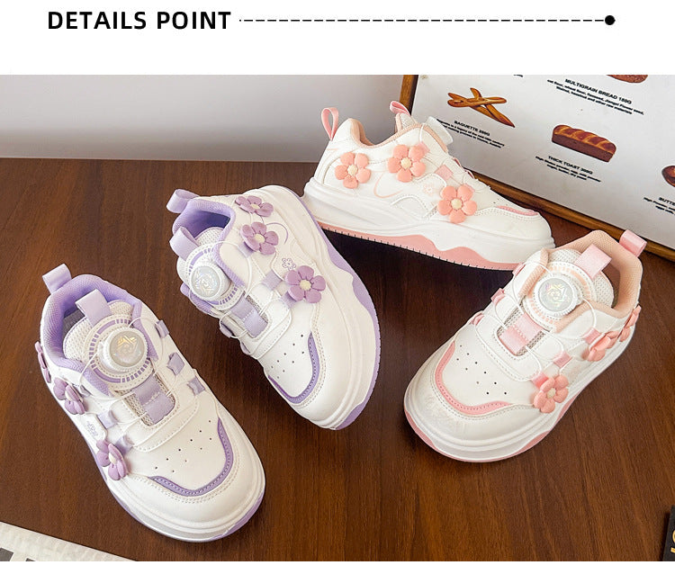 Children's Sports Shoes Spring and Autumn2025New Student Knob Girls' White Sneakers Versatile Casual Girls' Running Shoes - 图片 20