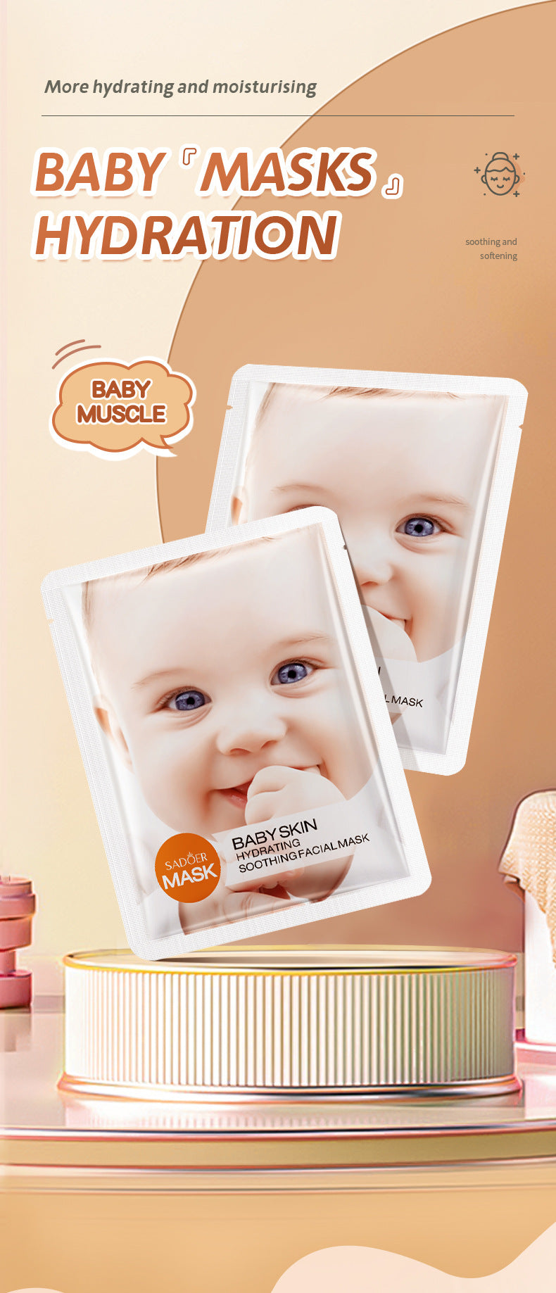 Baby Face Mask25g SADOER Moisturizing, hydrating, skin-smoothing facial mask sheets for cross-border foreign trade wholesale - 图片 22