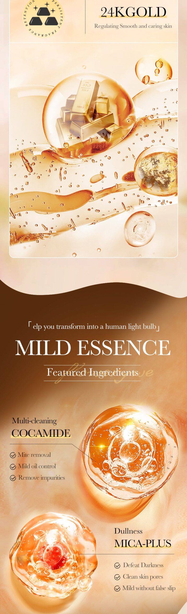 24K Gold Shower Gel500ml SADOER Cleansing and Moisturizing Fragrance Body Wash Cross-Border Wholesale - 图片 10