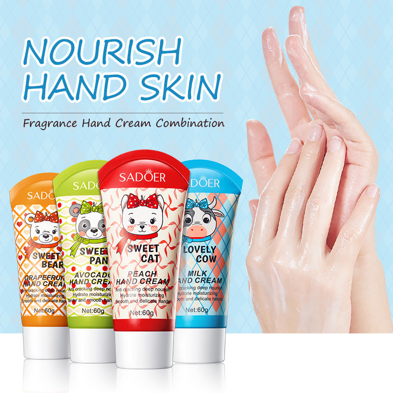 Cartoon Hand Cream60g SADOER Avocado Milk Moisturizing and Hydrating Autumn and Winter Cross-Border Wholesale
